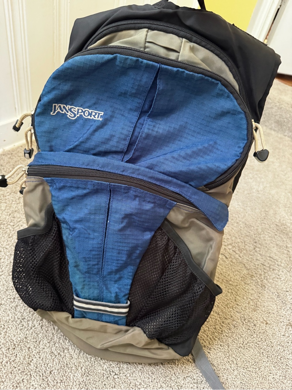 Jansport Blue and Gray Everyday Backpack with Mesh Pockets
